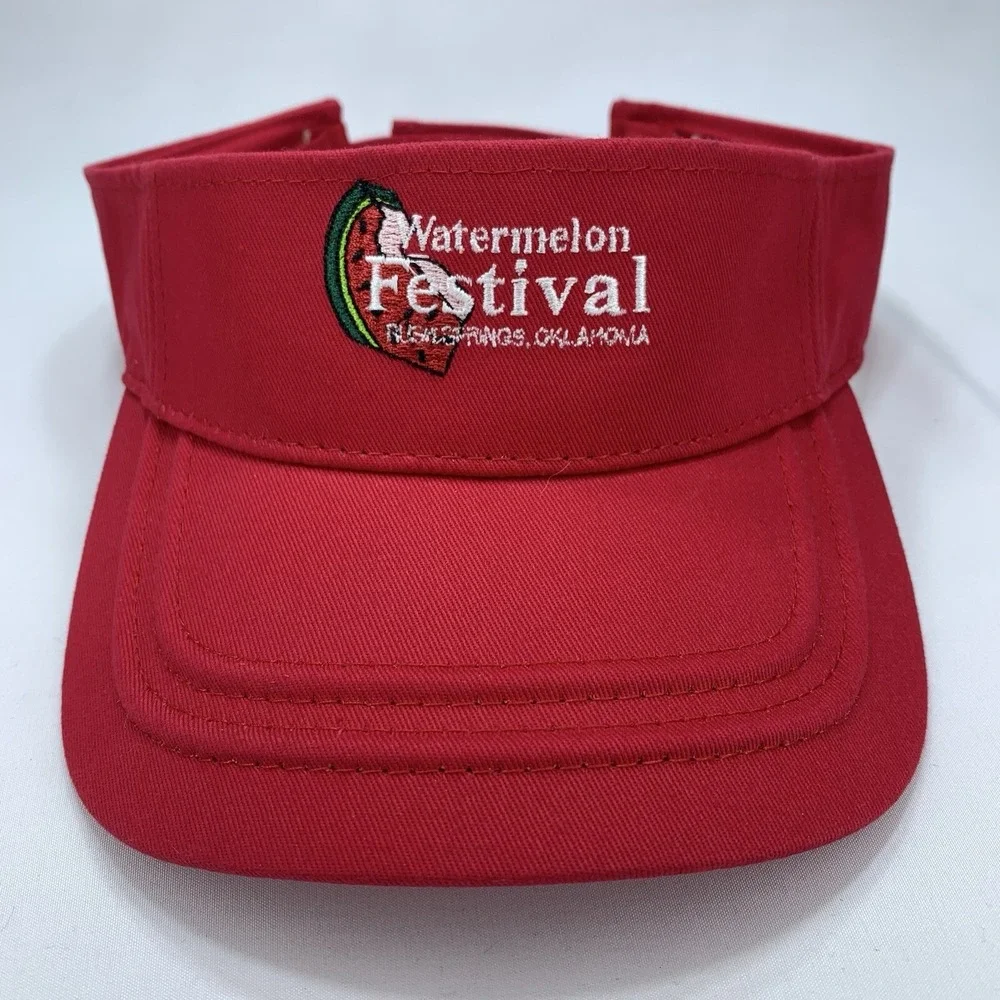 Watermelon Festival Visor Rush Springs Oklahoma Red Adjustable OSFM Otto Hat Cap